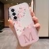 Для Samsung Galaxy M35 A06 A07 A17 A16 A56 A55 M55 5G Буквы Розовые Цветы Модный Чехол для Телефона Мягкий Силикон Fundas Прозрачный
