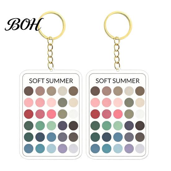 Makeup Color Guide 2Pcs Palette Keychain Pendant, Clear Acrylic Season Analysis Swatches Wardrobe Matcher Keychain, Card, Gifts for Fashion
