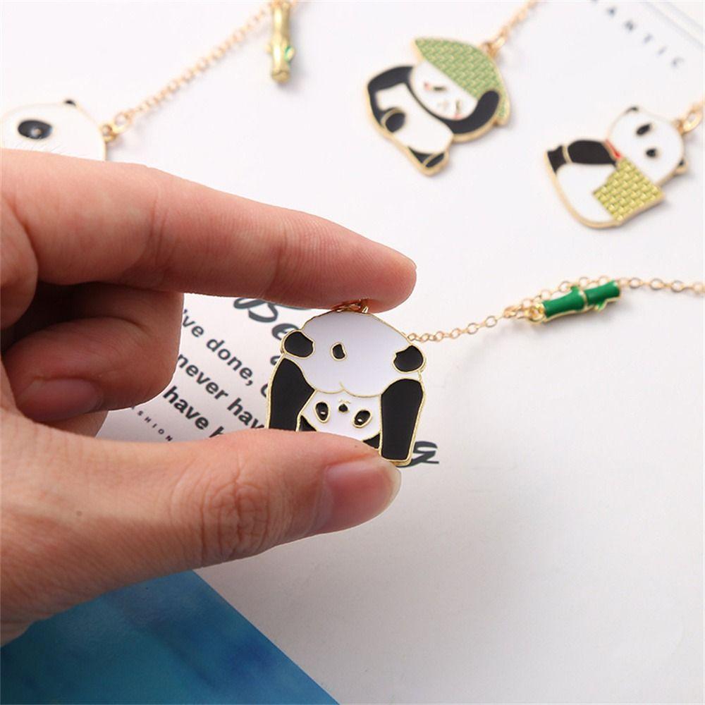 Reading Book mark for Pages Student Cute Paper Clip Metal Bookmark Panda Pendant Panda Bookmark