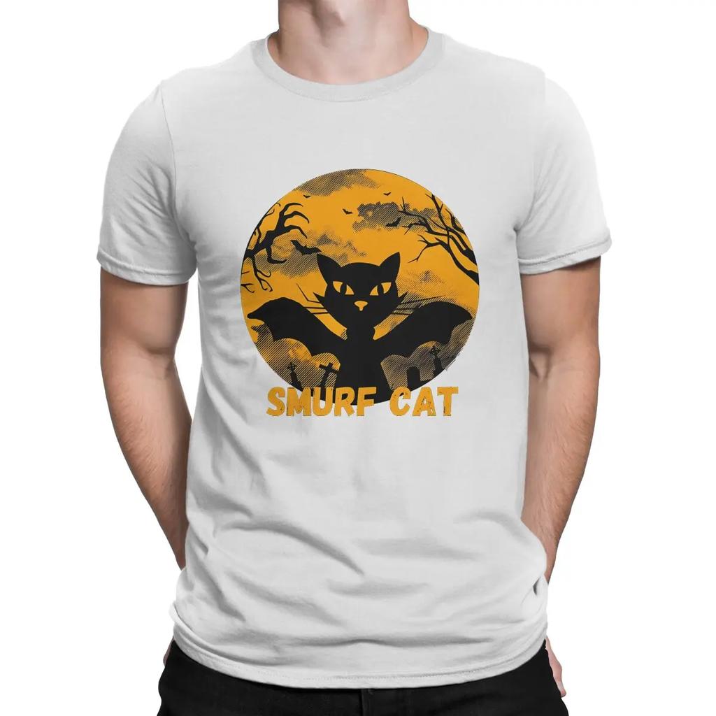 Spooky Cat Halloween Funny Humour Hip Hop TShirt Blue Cat Elf Leisure T Shirt Hot Sale T-shirt For Men Women
