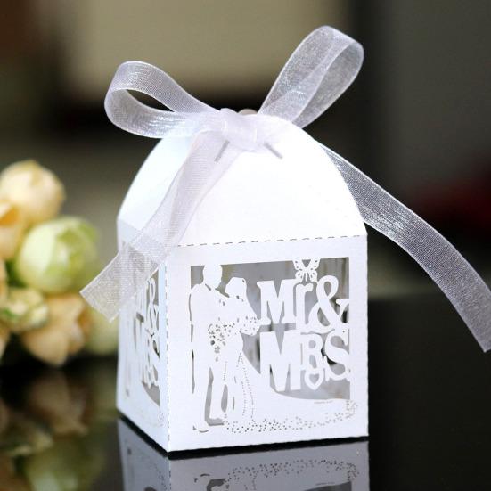 20 шт., коробки для конфет с бабочкой и вырезом, шоколадный футляр для г-на и г-жи на свадьбе