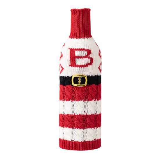 Рождественский чехол для бутылки вина, многоразовый вязаный чехол с буквами, праздничный декор стола