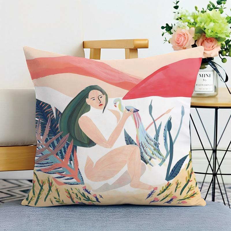 Иллюстрация Стиль Печатная Декоративная Наволочка Спальня Гостиная Квадратная Подушка Наволочка