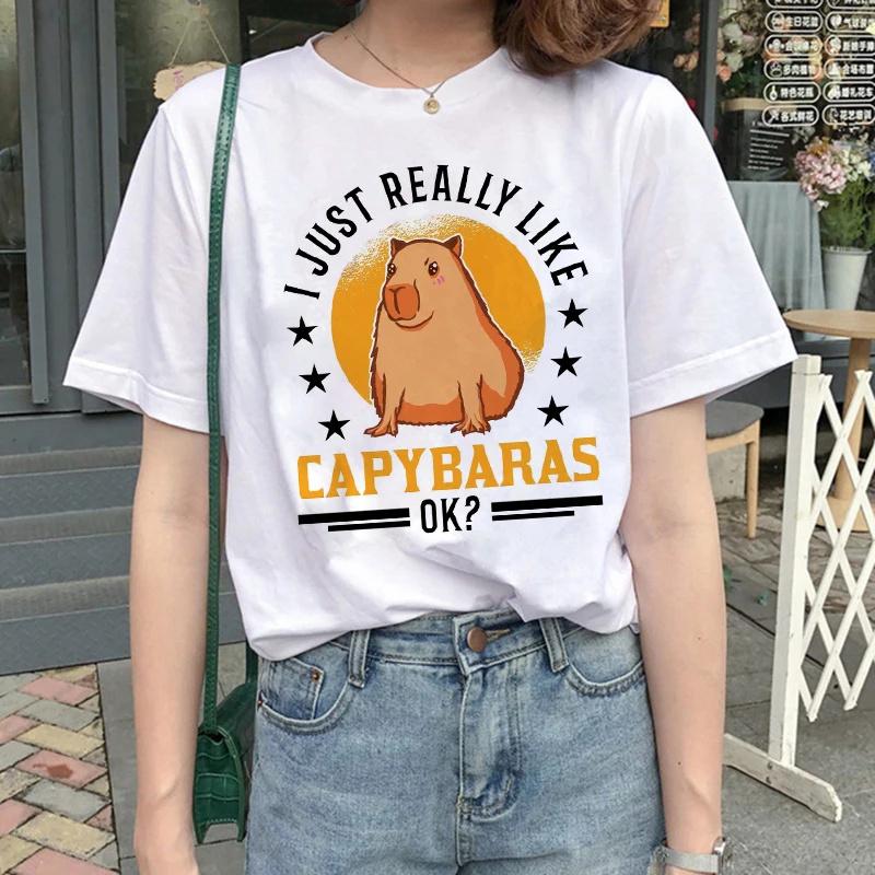 Cute Capybara Clothing T-Shirt Unisex Vintage Cartoon T Shirt FeUnisex Casual Anime Top Tees T Shirt Unisexga Unisex Graphic Tee Tops