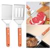 Stainless Steel Frying Spatula Set with Wooden Handle Heat Resistant Solid Turner