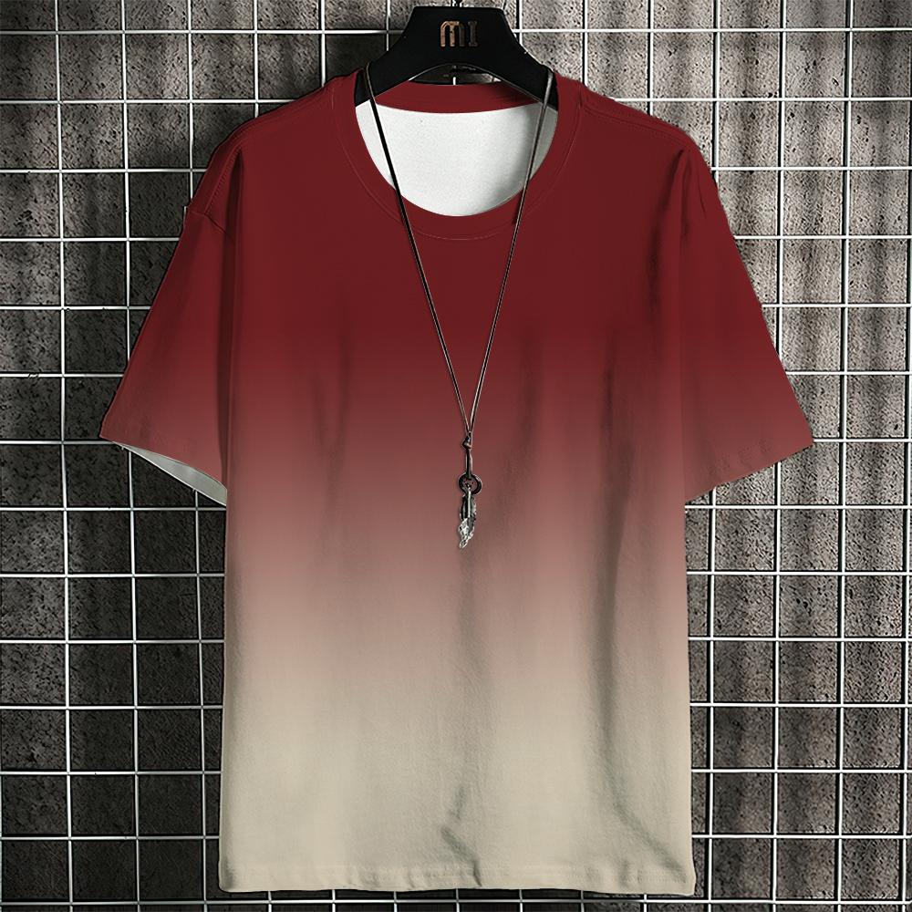 Свободные мужские уличные футболки в стиле хип-хоп, повседневная классическая футболка 2023 года с короткими рукавами и круглым вырезом с градиентом, модная футболка большого размера