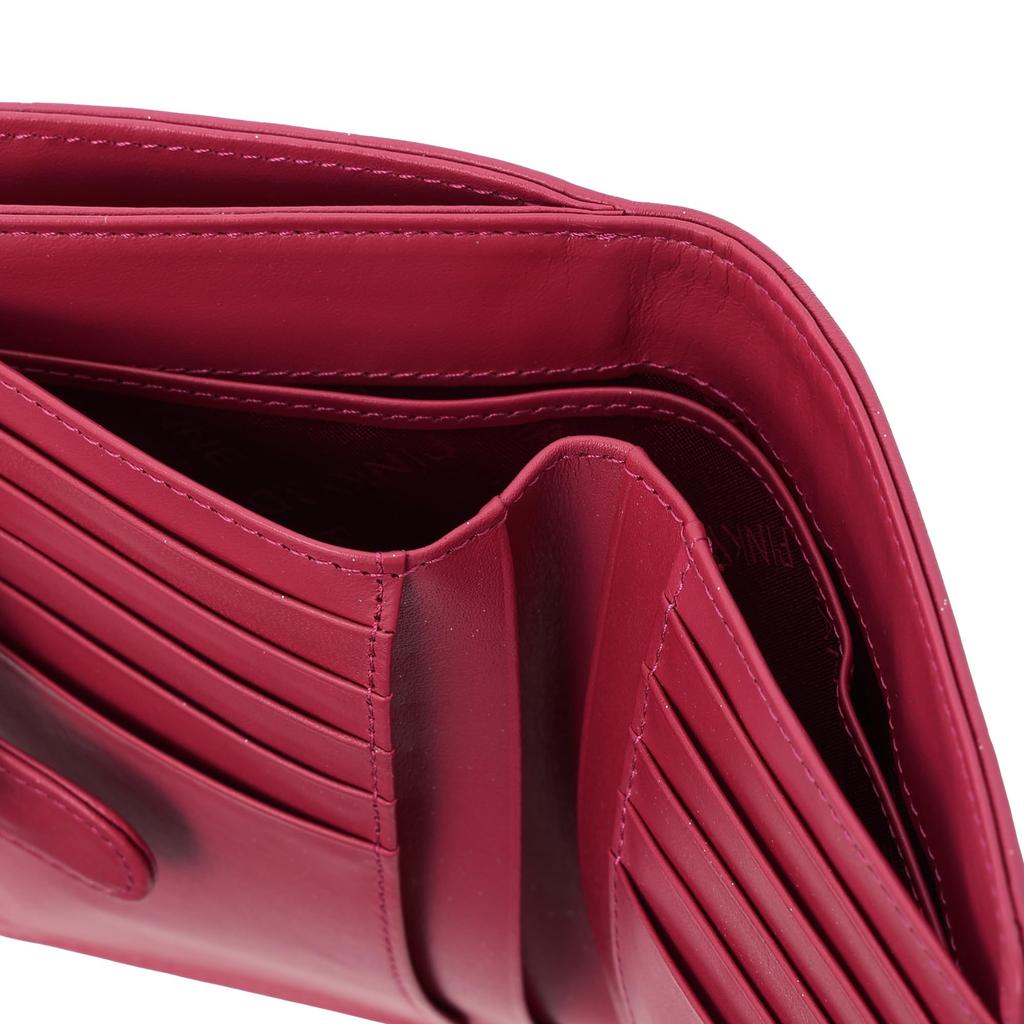 И застежка-молния, двойной кошелек, мягкий, гладкий, с тисненым логотипом из коровьей кожи, с подвеской, компактный для хранения карт PDLWDFS3 фуксия-розовый [Pinky Diane], Г-образный [Canelé]