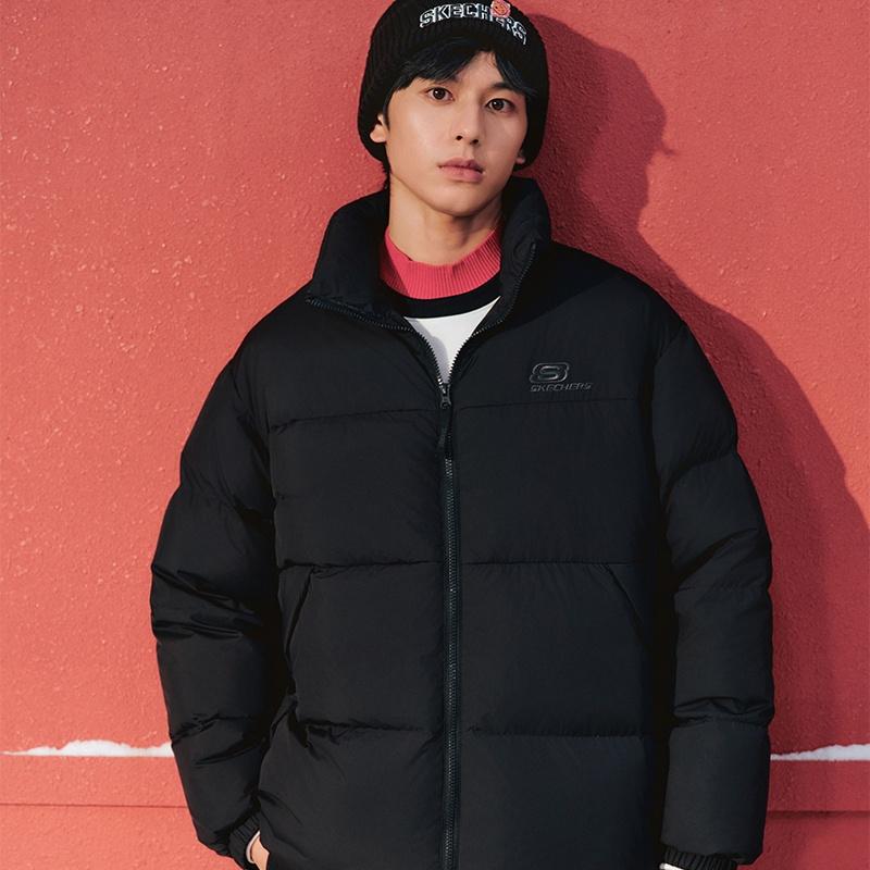 Skechers Fashion Logo Printed Down Jacket 'Black' Men's L423U106-0018