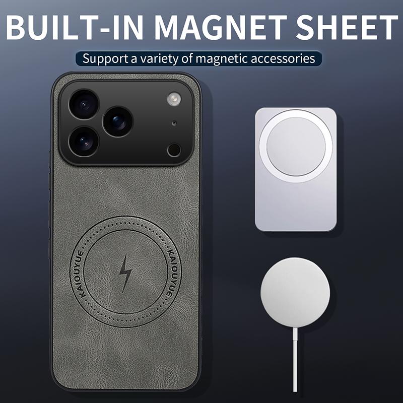 Для iPhone 17 Pro Max Чехол Роскошный PU Кожаный Скин Магнитный Magsafe Защитная Задняя Крышка Для iPhone 17 Pro 17Air Чехол для Телефона