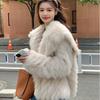 Искусственная лисья шуба зимняя плюшевая шуба женская утолщенная интернет знаменитость пушистая маленькая ароматная темно-синий воротник молодая