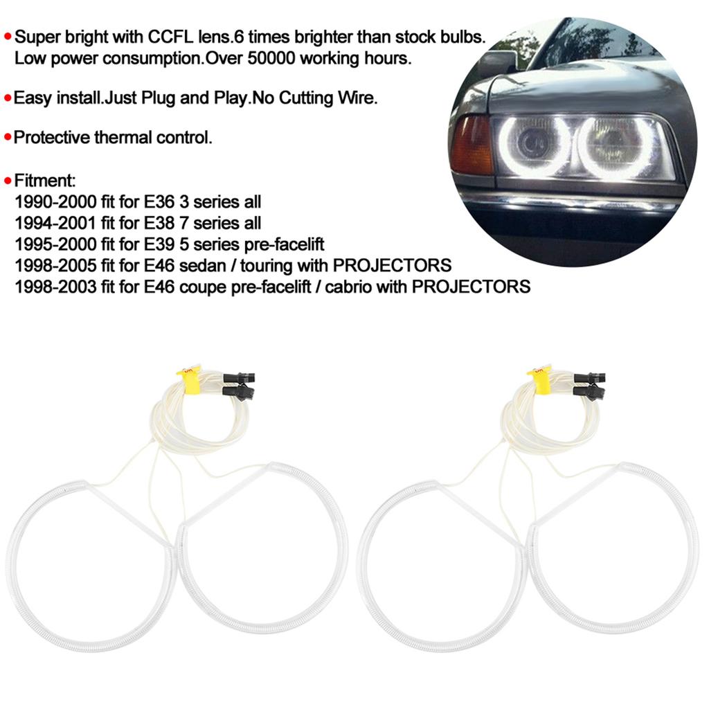 4шт. комплект CCFL светодиодных автомобильных фар Angel Eyes Lamp Kit Refitting Fit для E36 E38 E39 E46