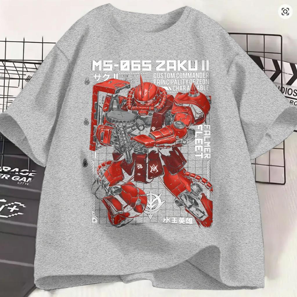 Футболка Gundam для унисекс Уникальная хлопковая футболка Круглый вырез Короткий рукав Футболки Одежда большого размера