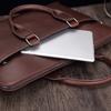 Men's Casual Fashion Crazy Horse Leather Briefcase Retro Business 15.6-inch Laptop Bag Shoulder Bag