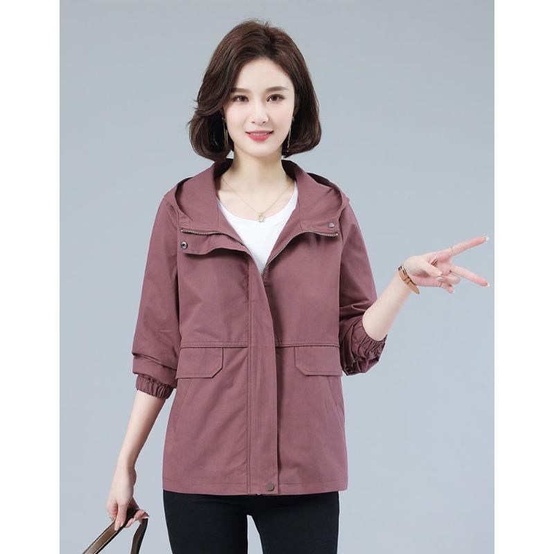 Повседневная куртка свободного кроя для женщин, пальто с капюшоном для мам среднего возраста на весну и осень