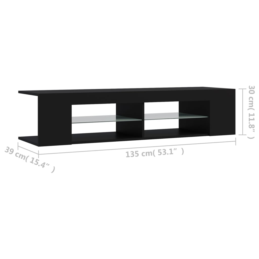 TV Cabinet with LED Lights Black 135 x 39 x 30 cm