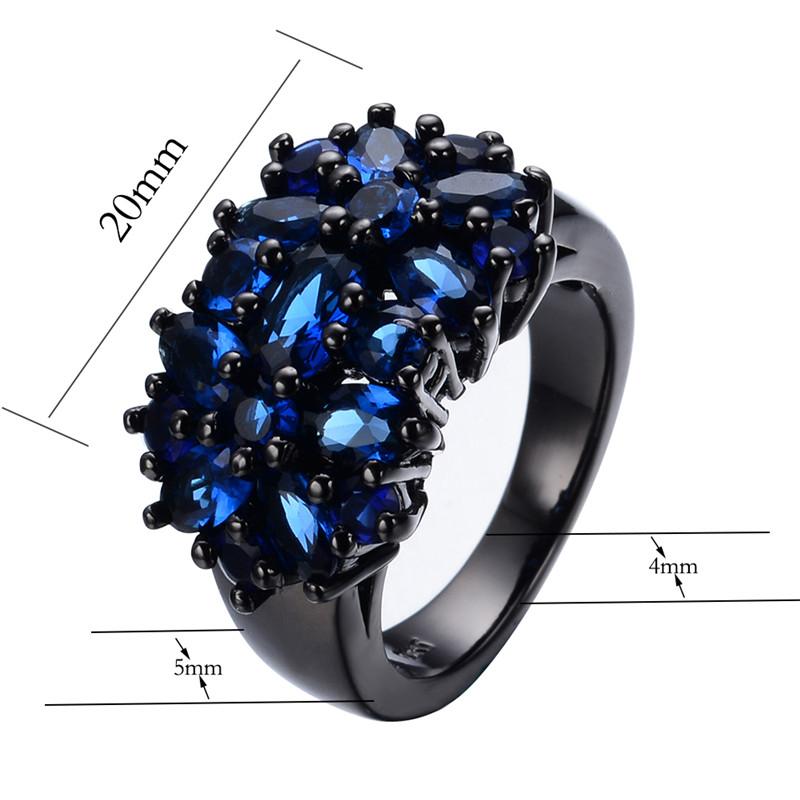 Red Blue Purple Female Cute Green Zircon Star Flower Rings Vintage Black Gold Color Multicolor Wedding Jewelry For Women Gifts