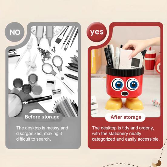 Милый мультяшный держатель для ручек с ножками, большой вместимости, круглый настольный органайзер для школьных и офисных принадлежностей, декоративная коробка для хранения на столе