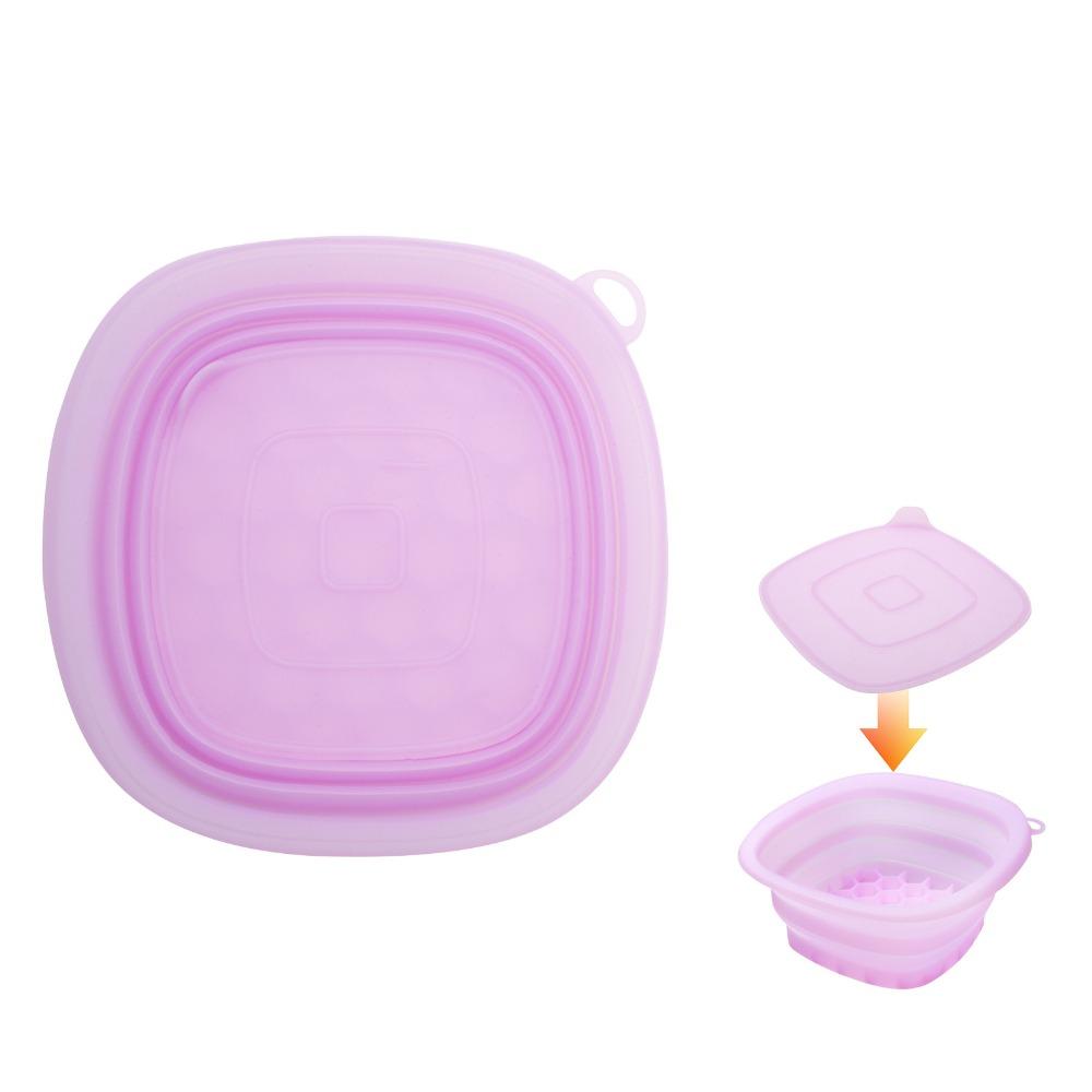 Built-in Ice Tray Portable Ice Basin Foldable Skincare Washbasin Face Dipping Bowl for Women Girls