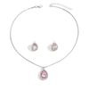 European and American fashion water drop pendant jewelry set women's pink sweet light luxury high-end necklace ear jewelry