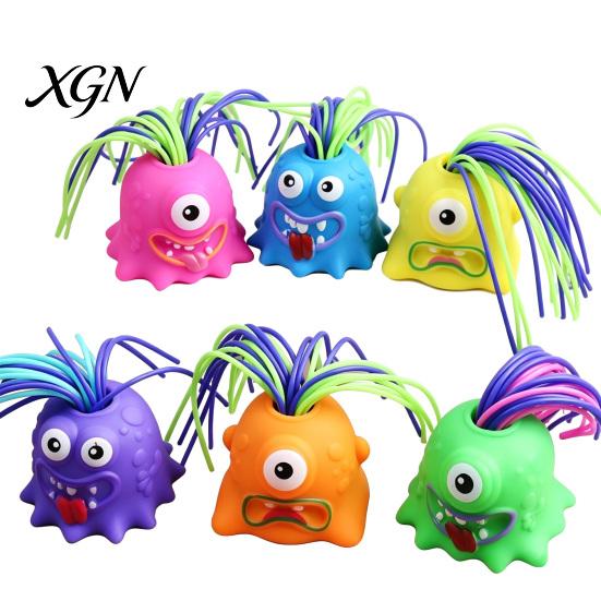 Screaming Devil Toy Hair Pulling Demon with 6 Sound Effects Stress Anxiety Kids Relief Colorful Plucking Sensory Fidget Party Favors