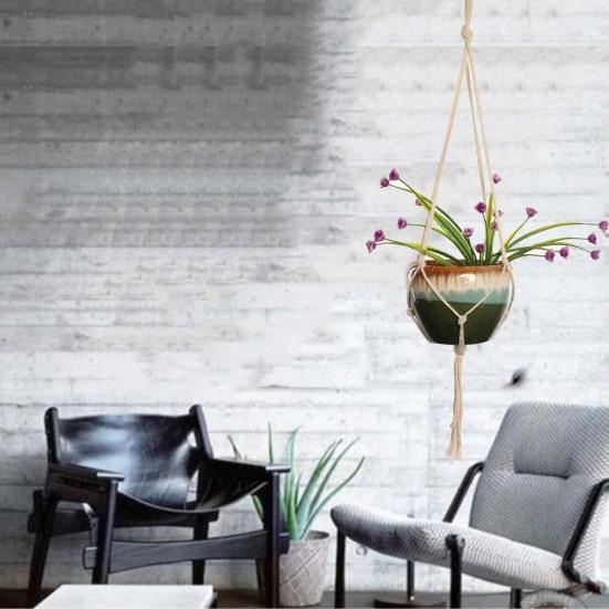 Винтажный макраме, подвесной веревочный узел, держатель для цветочного горшка, корзина, садовый декор