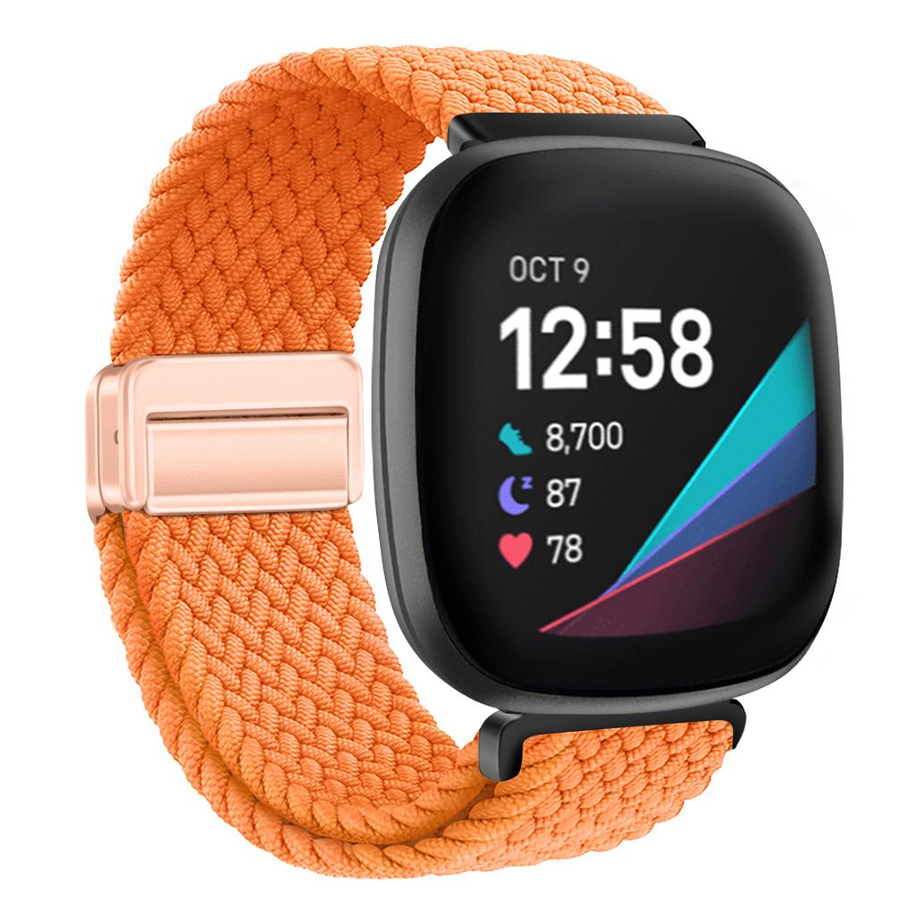 Плетеная нейлоновая петля-ремешок для Fitbit Versa 4/3, регулируемый металлический магнитный браслет-ремешок для Fitbit Sense 2/1, аксессуары для ремешка
