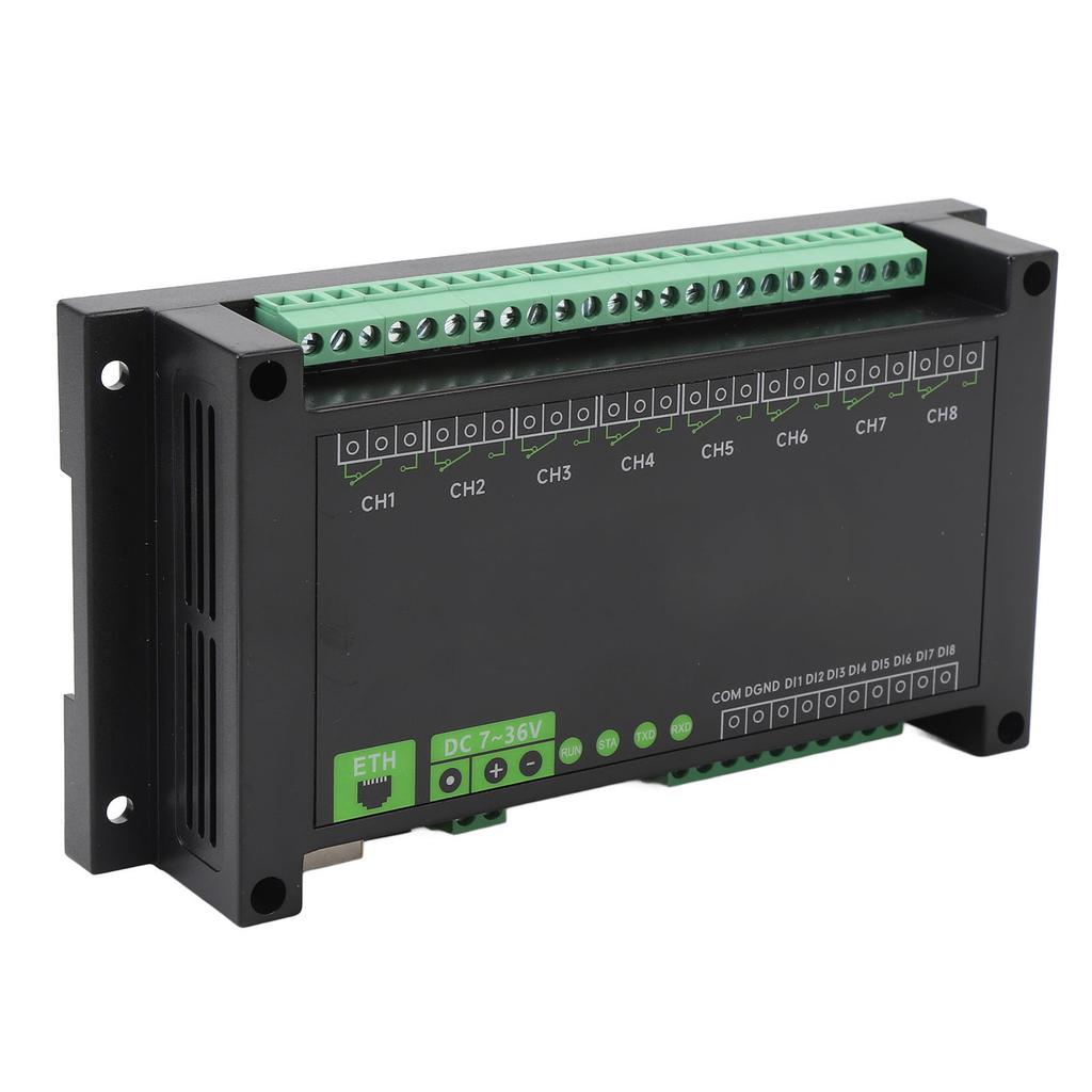 8CH Ethernet Relay Module, 5.5x2.1 Power Interface 7-36V Terminal Block RTU s Protocol Ethernet Communication with PoE