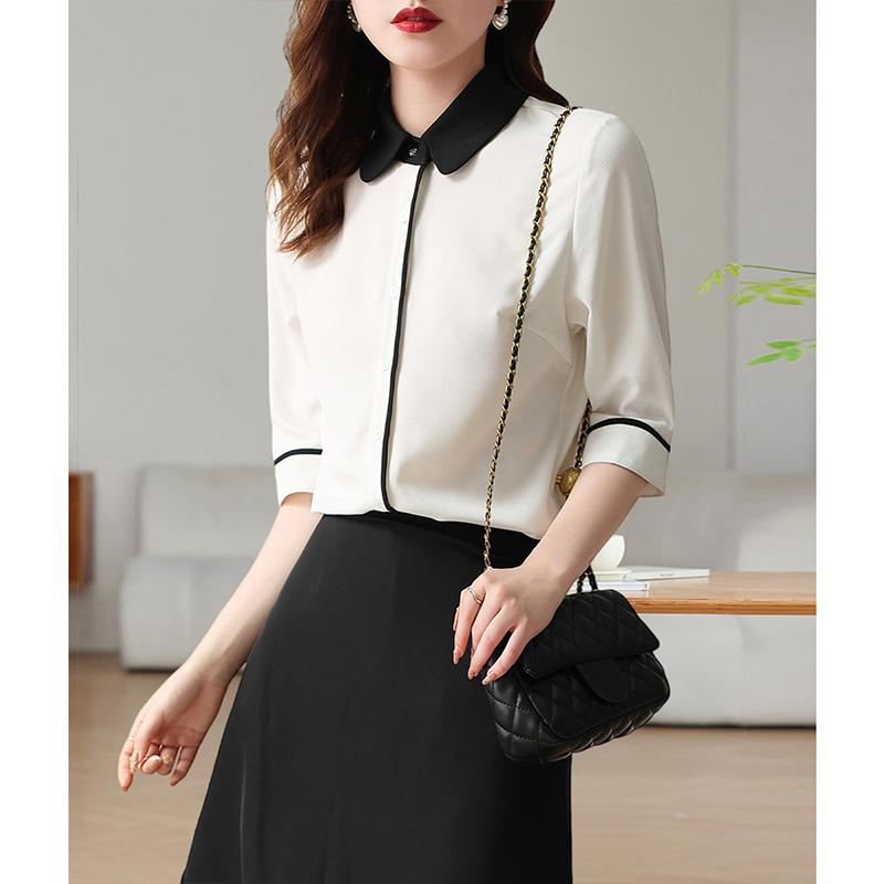 [Color Collar Shirt] 2025 Summer Minimally Aging Fresh Professional Commuting Versatile Shirt Women's Top