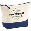 Trousse De Maquillage - PLANETEE - Pochette Fond Bleu «Bazar D'une Fonctionnaire d'Amour» - Grand Format - Coton - Impression HD