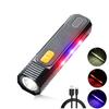 1000LM LED COB Flashlight Lightweight Torch With Power Display USB Rechargeable Red Blue Warning Light Portable Pocket Lantern