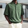 Men's Lapel T-shirt Short Sleeve Casual Summer Tee with Chest Pocket Solid Color Loose Fit Tee Shirt for Office Vacation Daily Wear