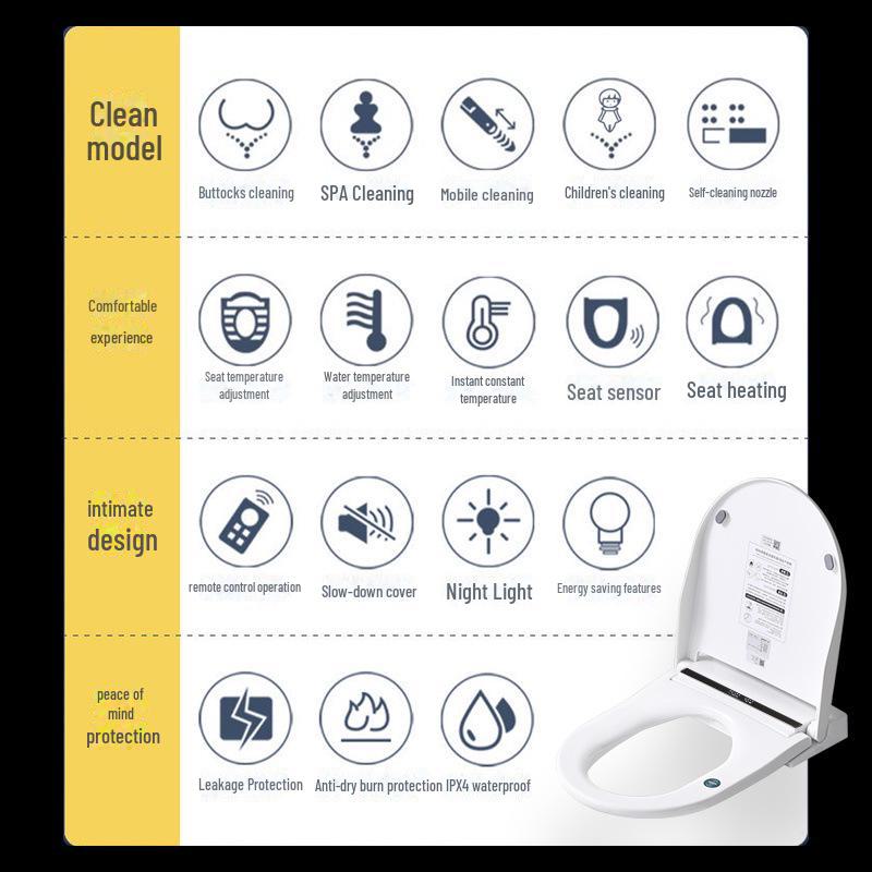 Универсальный умный чехол для сиденья унитаза с подогревом — многофункциональный для использования дома и в гостиницах.
