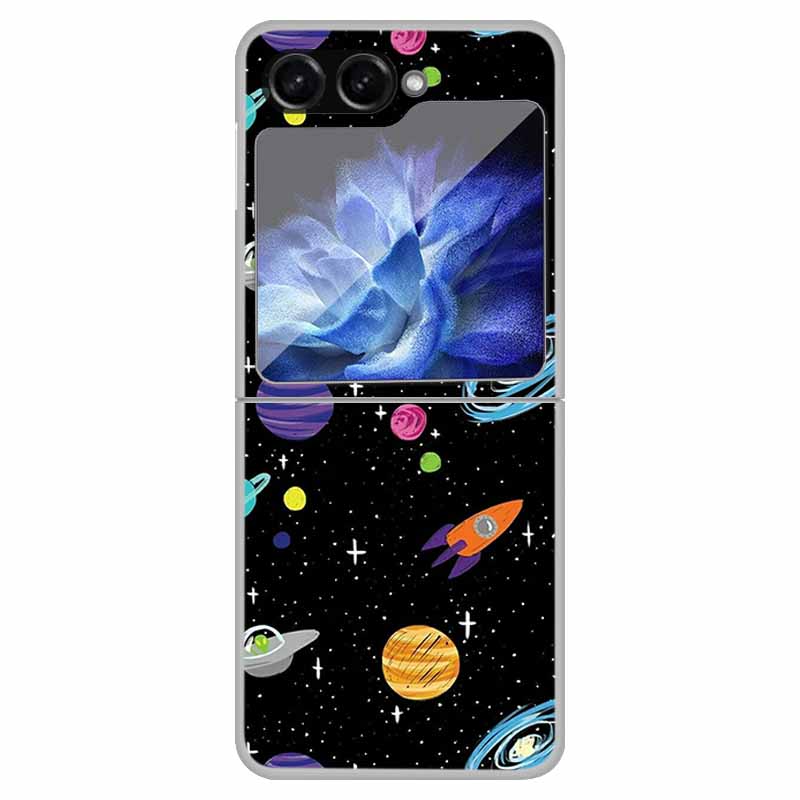 For Samsung Z Flip5 5G Case Transparent Hard PC Plastic Coque for Samsung Galaxy Z Flip 5 5G Cover Wolf Cats Zflip5 Shockproof