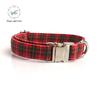 Dog Collar with Bow Tie Christmas Red Plaid Metal Buckle Big and Small Dog Cat Necklace and Dog Collar Leash Set Pet Accessories