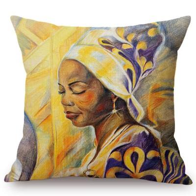 Elegant Aestheticism Black African Girl Woman Abstract Oil Painting Home Decoration Art Sofa Pillow Case Linen Car Cushion Cover