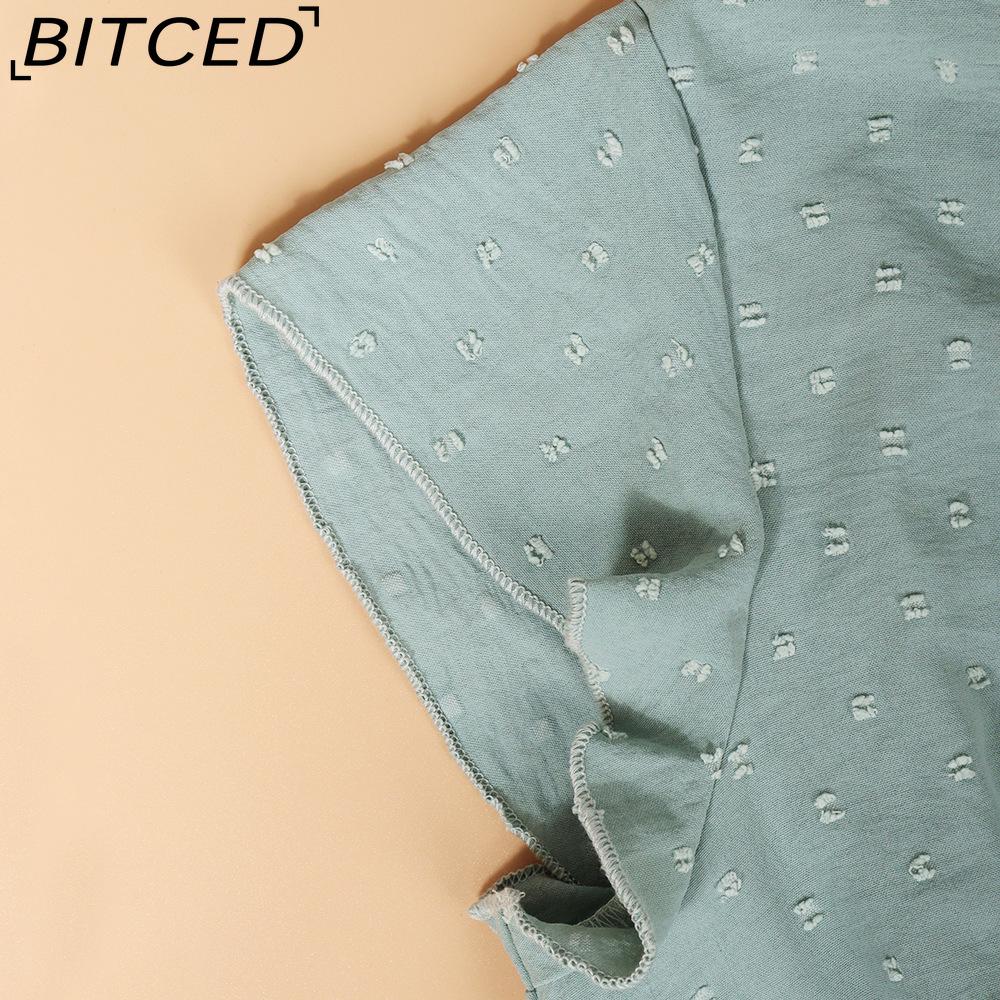 BITCED Женское весенне-летнее платье с V-образным вырезом, подчеркивающее талию, повседневное, для отпуска, с коротким рукавом, стройнящее