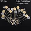 10pcs/set New Diy Craft Jewelry Making Pin Cabochon Tray Cameo Brooches Accessories