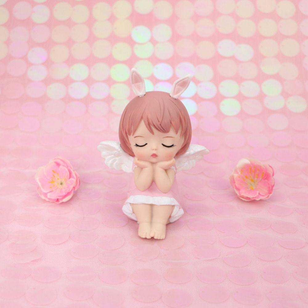 Pink Purple Resin Girl Ornaments Vinyl Garden Decorative Figure Angel Statuette Home Decoration