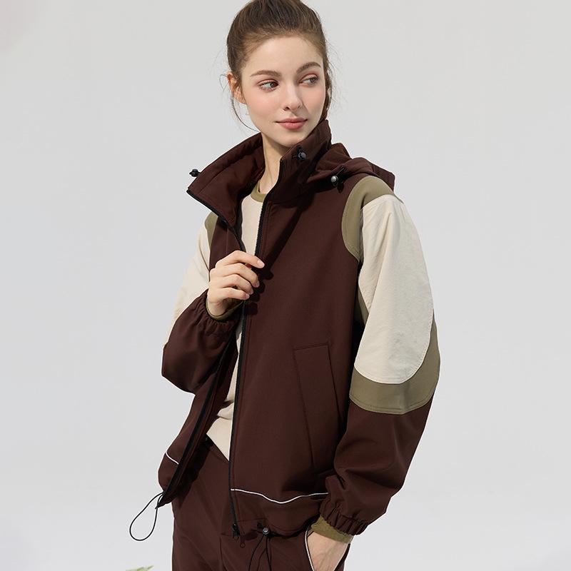 Lotus Leaf Colorblock Softshell Jacket: Water-Repellent, Elastic Hem, Fleece-Lined, Stand Collar