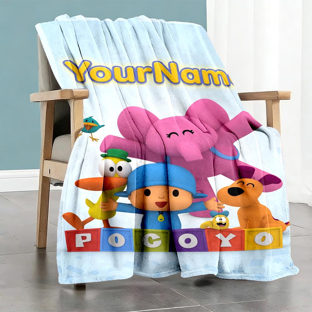 Pocoyo Personalized Name Blanket Gift Customizable Blanket Ultra-Soft Great for Home Decor Picnics Livingroom Living Room All-Season Use