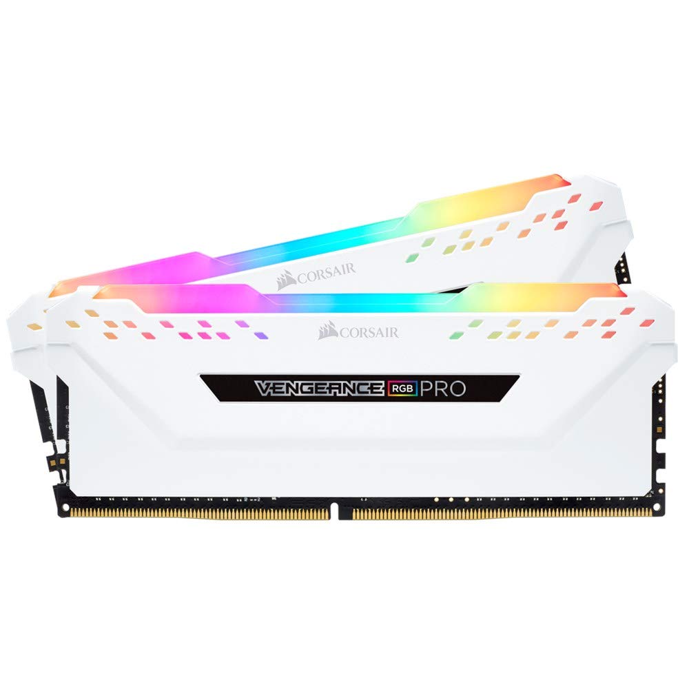CORSAIR VENGEANCE RGB PRO DDR4 Memory 16GB (8GB x 2) 3600MHz Intel XMP Compatible CL18 Desktop PC White CMW16GX4M2D3600C18W
