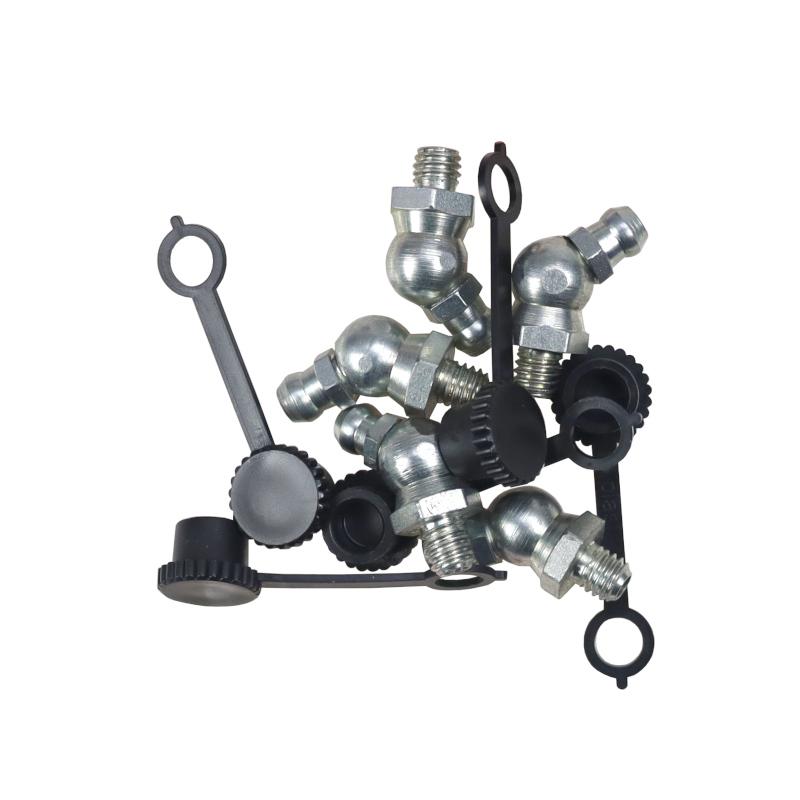 Set of M6x45 grease nipples 5 pcs, black grease nipple cover PZL HYDRAL