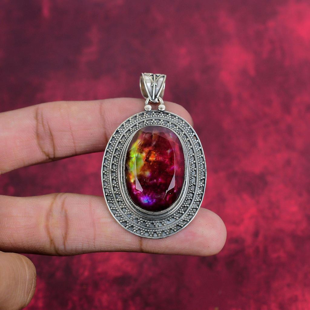 Ювелирные изделия из драгоценных камней аммолит, ювелирные изделия из стерлингового серебра 925 пробы для нее, ювелирные изделия ручной работы, новый фирменный дизайнерский кулон для любви