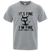 Men High Quality Tshirt Cotton Blend Funny Cool Cat Printed Casual Short Sleeve Male Top
