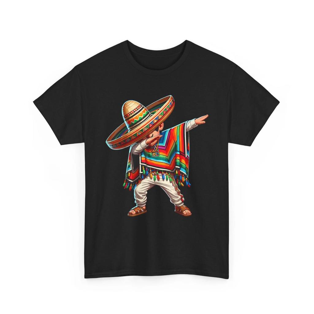 Mexican Boy Dabbing in Poncho Cinco de Mayo T-Shirt for Men and Women