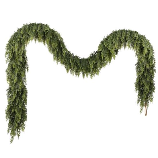 180/270CM Artificial Pine Needle Garland UV Resistant Christmas Norfolk Pine Rattan Fake Greenery Vine Mantle Porch Indoor Outdoor Decoration