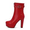 Fashion Fashion Ankle Boots For Women 2025 Autumn Winter High Heels Short Boots Female Platform Red Yellow White Zip Party Shoes 34-46