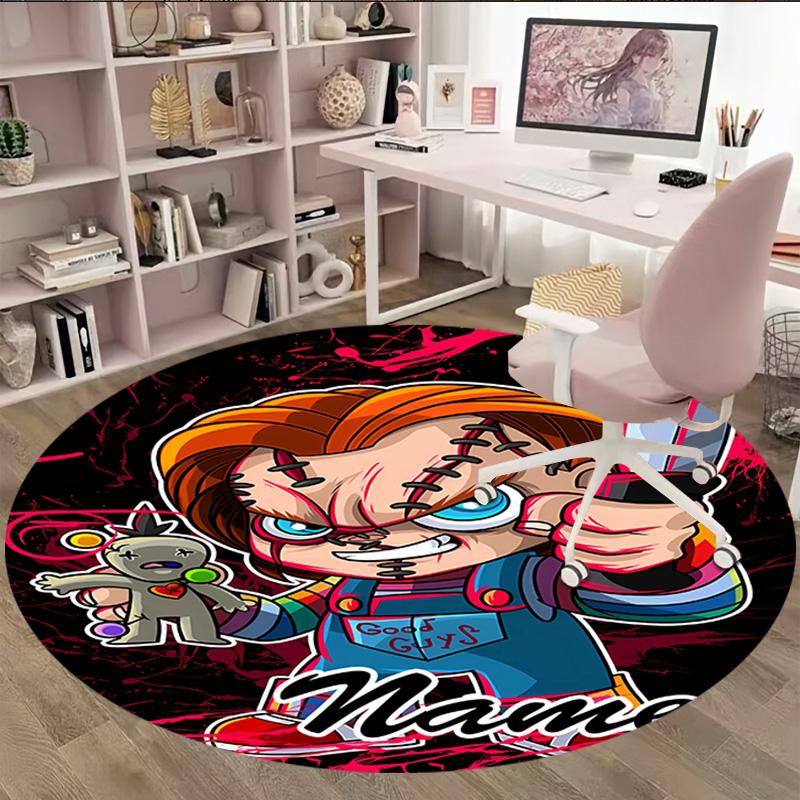 Customizable C-Chucky1 Round Non-Slip Carpet - Ideal for Garden, Picnic, Office, Perfect for Decoration, Suitable For All Seasons