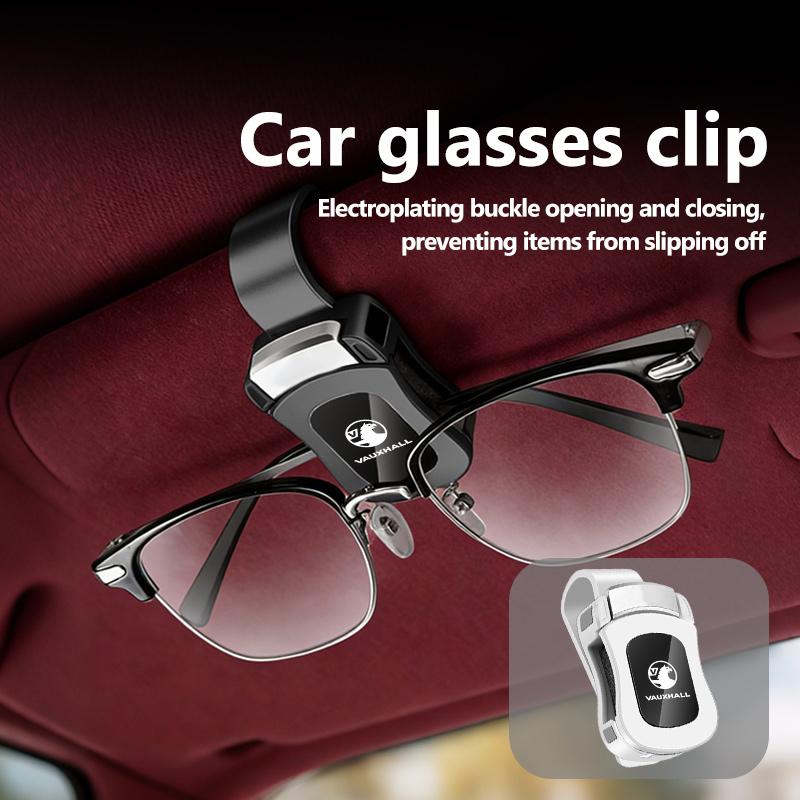 Car Logo Glasses Holder Ticket Card Clamp Auto Sun Visor Clip Storage Accessories For Vauxhall VXR8 Vivaro Corsa Insignia Tigra