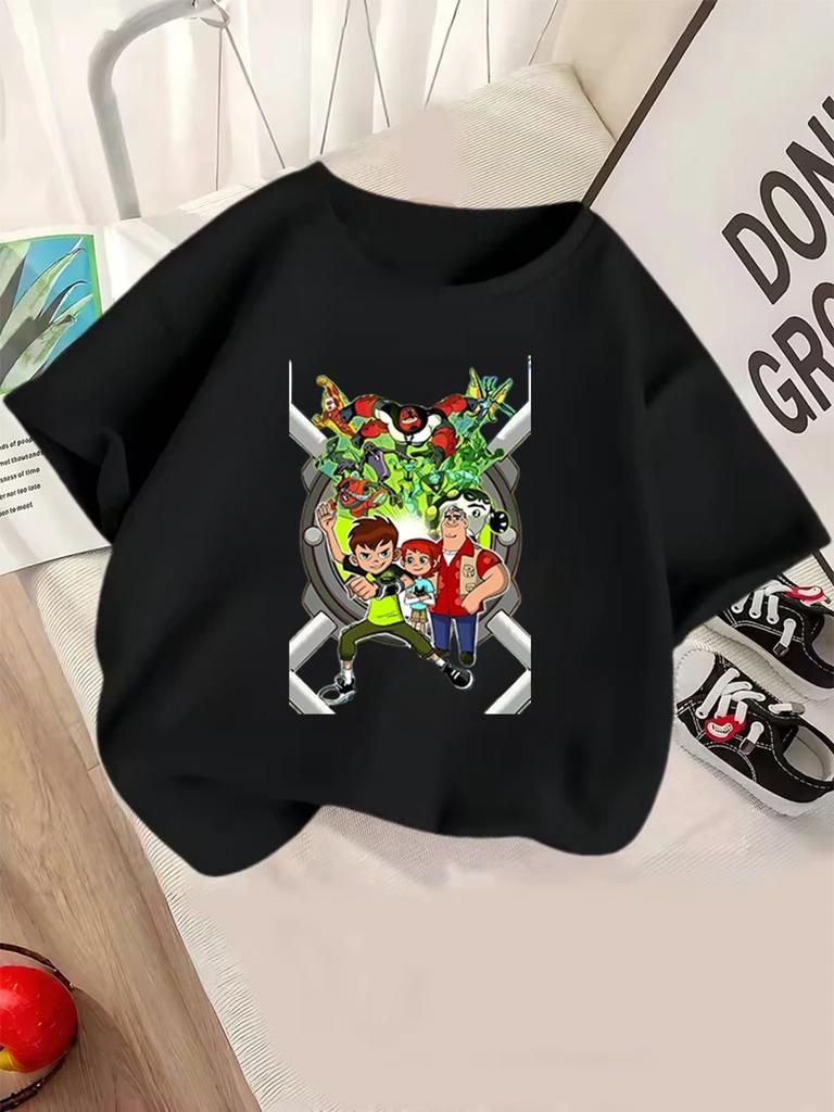 Action Ben 10 Short Sleeve T Shirt Children Summer Cute Crewneck Casual Boys Girls 3-14